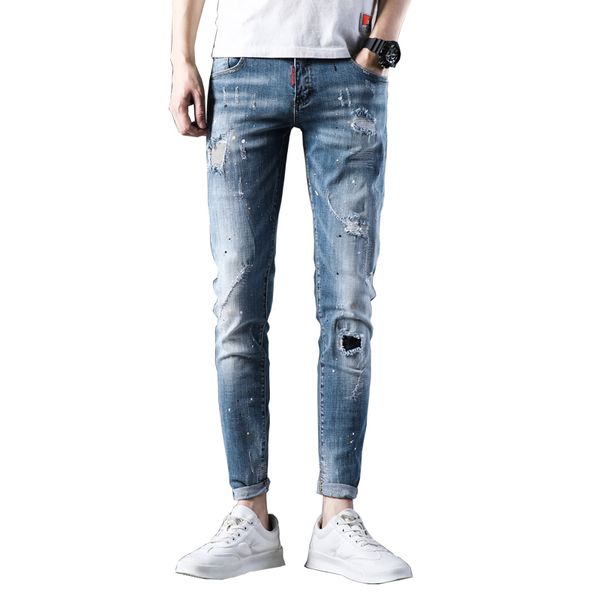 2021 breeze jeans ripped for man's new elastic thin pants embroidered blue hip painting summer spring kd73
2021 breeze jeans ripped for man's new elastic thin pants embroidered blue hip painting summer spring kd73