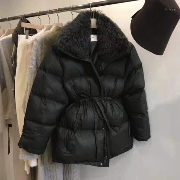 2020 winter new lam fur collar thick small western chic fashion jacket women's white duck down ajustable waist coat female1, Black
2020 winter new lam fur collar thick small western chic fashion jacket women's white duck down ajustable waist coat female1, Black