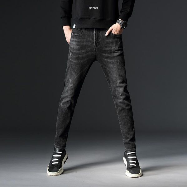 men's jeans autumn winter denim skinny men black pleated bleached straight full length washed slim pencil pants, Blue
men's jeans autumn winter denim skinny men black pleated bleached straight full length washed slim pencil pants, Blue
