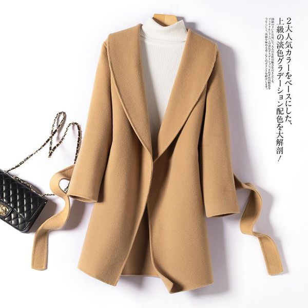 women's wool & blends sparsil women winter 100% pure coat turndown collar fashionable elegant cashmere jacket with belt solid thicken w, Black
women's wool & blends sparsil women winter 100% pure coat turndown collar fashionable elegant cashmere jacket with belt solid thicken w, Black