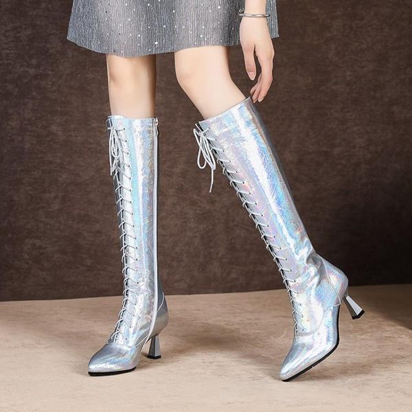 pxelena brand new shoes women knee high boots strange heels lace up riding knight motorcycle combat long boots large size 34-43, Black
pxelena brand new shoes women knee high boots strange heels lace up riding knight motorcycle combat long boots large size 34-43, Black