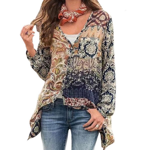 women floral print blouse thin summer boho shirt long sleeve v neck shirts 2020 casual ladies vintage femme blusas oversize, White
women floral print blouse thin summer boho shirt long sleeve v neck shirts 2020 casual ladies vintage femme blusas oversize, White