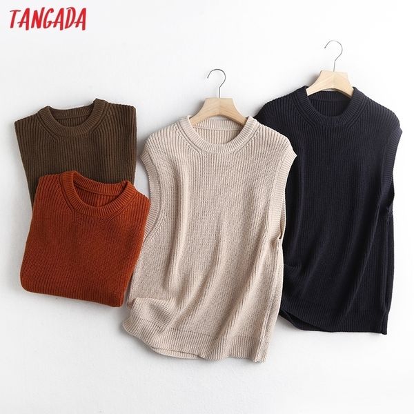 tangada women fashion oversized solid knitted vest sweater o neck sleeveless female waistcoat chic 6c23 y201128, Black;white
tangada women fashion oversized solid knitted vest sweater o neck sleeveless female waistcoat chic 6c23 y201128, Black;white
