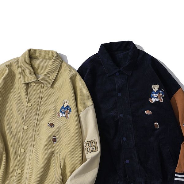 2020 new european and american street corduroy baseball uniform custom men's embroidered loose color japanese vintage jacket, Black;brown
2020 new european and american street corduroy baseball uniform custom men's embroidered loose color japanese vintage jacket, Black;brown