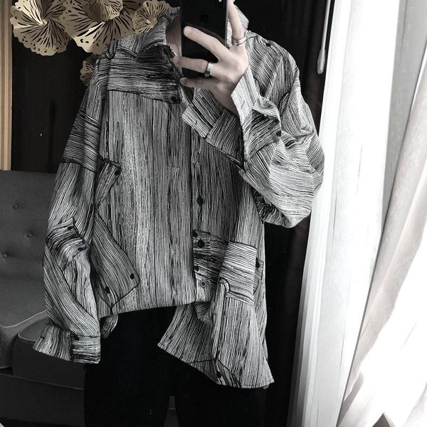 men's casual shirts s-xl male loose korean version fashionable shirt personality long sleeve style, White;black
men's casual shirts s-xl male loose korean version fashionable shirt personality long sleeve style, White;black