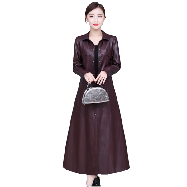 women's leather & faux autumn winter long pu windbreaker fashion trend over the knee coat elegant plus size womens overcoat, Black
women's leather & faux autumn winter long pu windbreaker fashion trend over the knee coat elegant plus size womens overcoat, Black