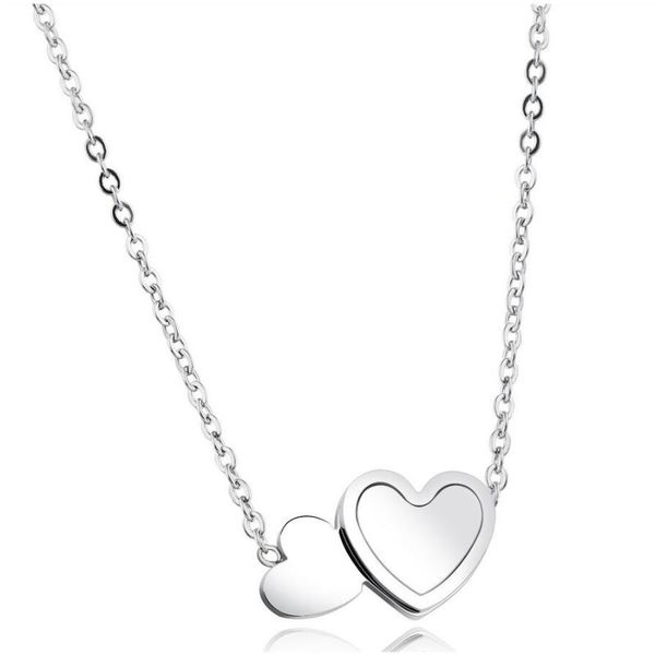 women stainless steel rose gold color necklace simple romance double heart choker necklace femme gift, Silver
women stainless steel rose gold color necklace simple romance double heart choker necklace femme gift, Silver