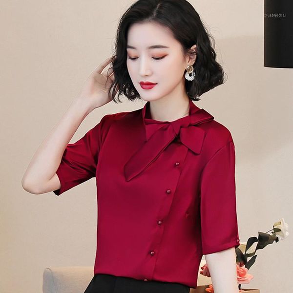 korean silk women blouses women satin bow blouse offfice lady short sleeve shirt plus size blusas mujer de moda 20201, White
korean silk women blouses women satin bow blouse offfice lady short sleeve shirt plus size blusas mujer de moda 20201, White