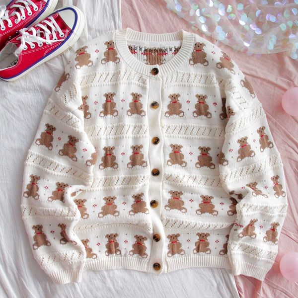 xiasen girls loose wear students cute bear soft girl knitting cardigan sweatercollege style xiasen sweater girls loose wear students cute be, White;black
xiasen girls loose wear students cute bear soft girl knitting cardigan sweatercollege style xiasen sweater girls loose wear students cute be, White;black