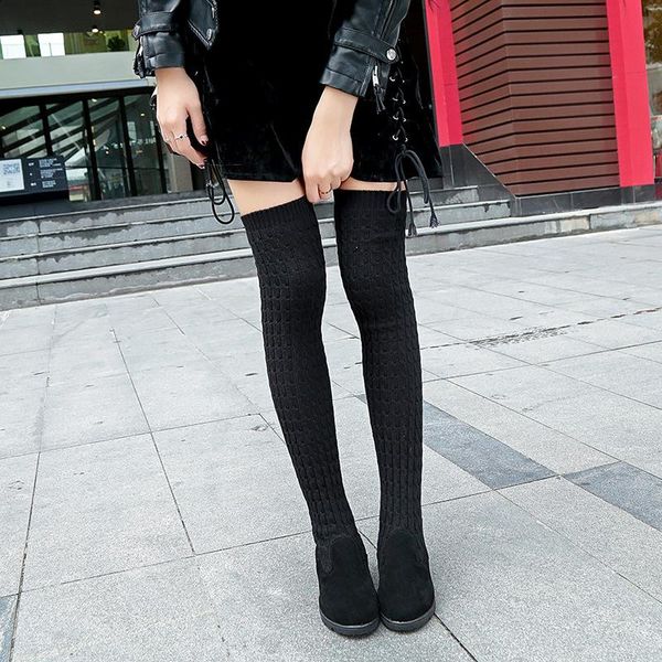 new over the knee snow boots women's fashion leather foot suede long boots round head thick bottom high heel r10-100, Black
new over the knee snow boots women's fashion leather foot suede long boots round head thick bottom high heel r10-100, Black