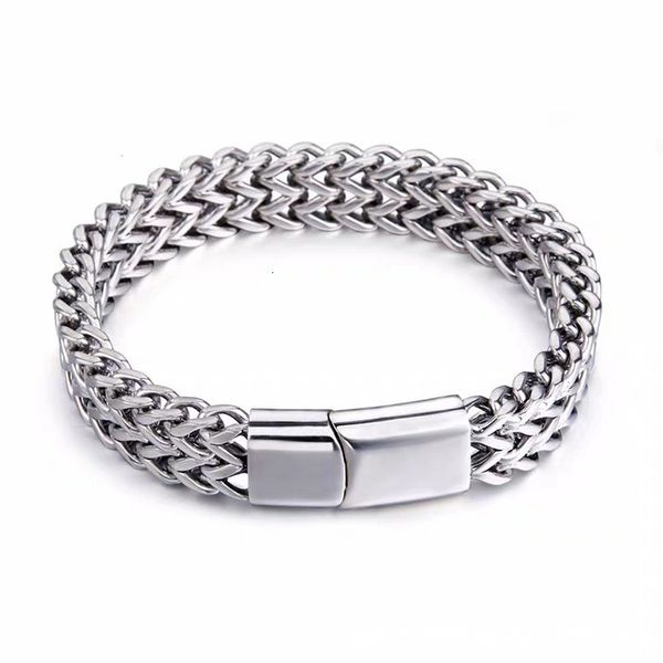 new titanium men's stainless steel double row square chain magnet clasp bracelet, Silver
new titanium men's stainless steel double row square chain magnet clasp bracelet, Silver
