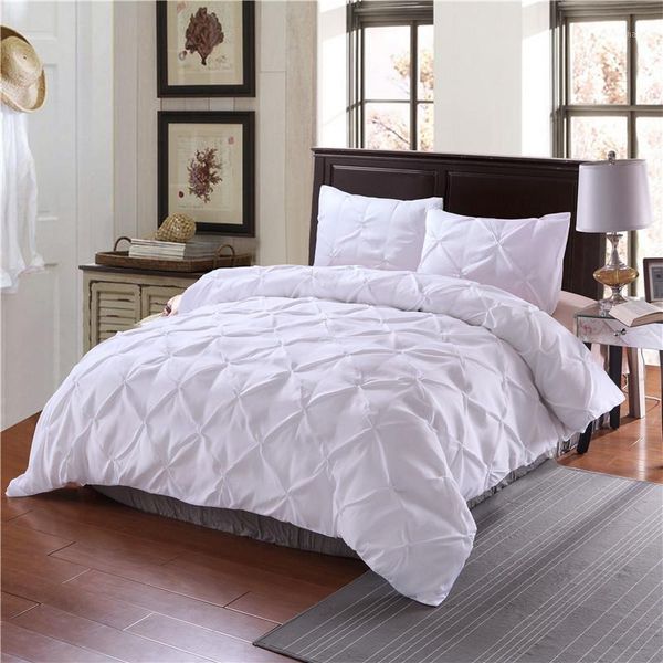 bedding sets duvet cover set white/black/grey pinch pleat 2/3pcs twin//king (no filling,no sheet)1