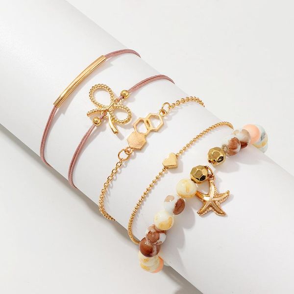 5 pcs/lot gold color starfish measly bead chain & link wrap bracelet european & american new creative bow friendship bracelet, Black
5 pcs/lot gold color starfish measly bead chain & link wrap bracelet european & american new creative bow friendship bracelet, Black