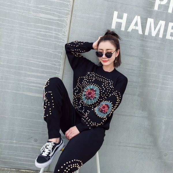 bm3zf 2019 spring two-piece graceful enwgs cross stitch casual beaded sweater sweater suit for women beaded, White;black
bm3zf 2019 spring two-piece graceful enwgs cross stitch casual beaded sweater sweater suit for women beaded, White;black
