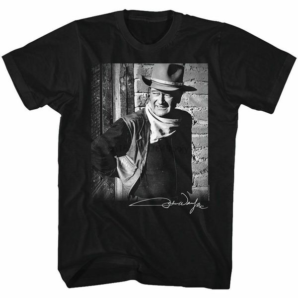 john wayne signature black t-shirt sport hooded sweatshirt hoodie