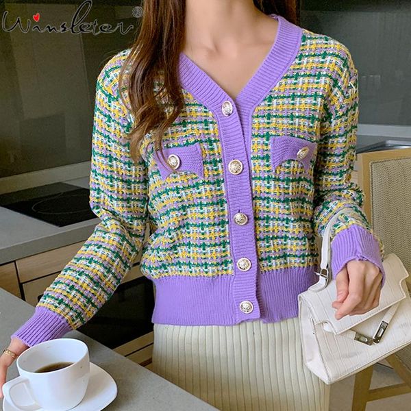 women's knits & tees fall winter knitted loose patchwork sweater women fashion v-neck plaid button cardigan ropa mujer all match 2021, White
women's knits & tees fall winter knitted loose patchwork sweater women fashion v-neck plaid button cardigan ropa mujer all match 2021, White