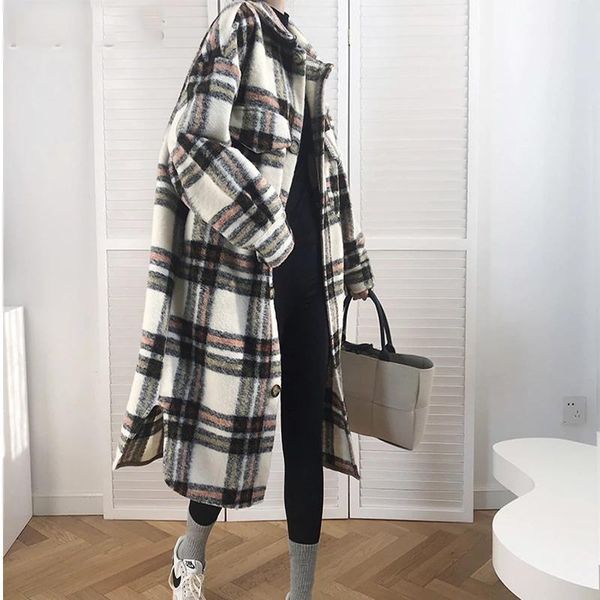 women's wool & blends women plaid coat autumn winter outwears casual woolen mid-long thick warm coats 2021 female korean style jacket l, Black
women's wool & blends women plaid coat autumn winter outwears casual woolen mid-long thick warm coats 2021 female korean style jacket l, Black