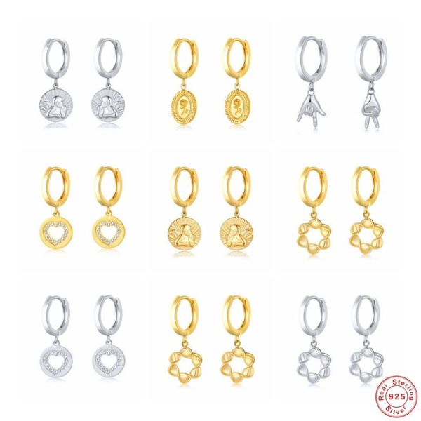 hoop & huggie aide 925 sterling silver elegant round disc pendant earrings for women girls cupid heart hand charm circle earring jewelry, Golden;silver
hoop & huggie aide 925 sterling silver elegant round disc pendant earrings for women girls cupid heart hand charm circle earring jewelry, Golden;silver