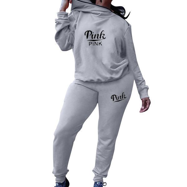 2021 new pink street letter women's sweatsuit skew with hoodie jogger pants active ensemble set of two garments z27i, Gray
2021 new pink street letter women's sweatsuit skew with hoodie jogger pants active ensemble set of two garments z27i, Gray