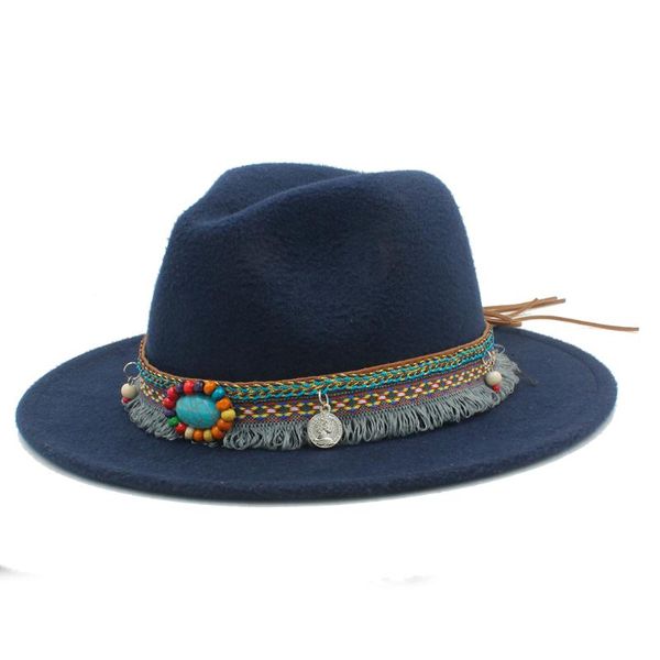 new wool women men felt fedora hat with tassel bohemia ribbon elegant lady winter autumn jazz godfather sombrero caps, Blue;gray
new wool women men felt fedora hat with tassel bohemia ribbon elegant lady winter autumn jazz godfather sombrero caps, Blue;gray