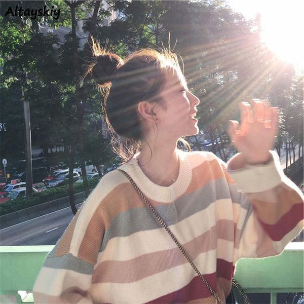 sweaters women all-match new striped female standard pullovers spring daily casual student clothes knitting simple korean style, White;black
sweaters women all-match new striped female standard pullovers spring daily casual student clothes knitting simple korean style, White;black