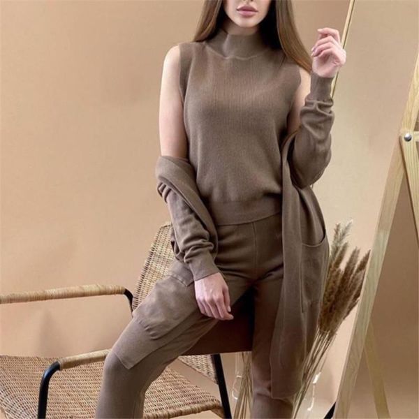 women's tracksuits cbafu women knitted sweater 3 piece set spring autumn tracksuit long cardigans coat turtleneck vest pants suit outfi, Gray
women's tracksuits cbafu women knitted sweater 3 piece set spring autumn tracksuit long cardigans coat turtleneck vest pants suit outfi, Gray