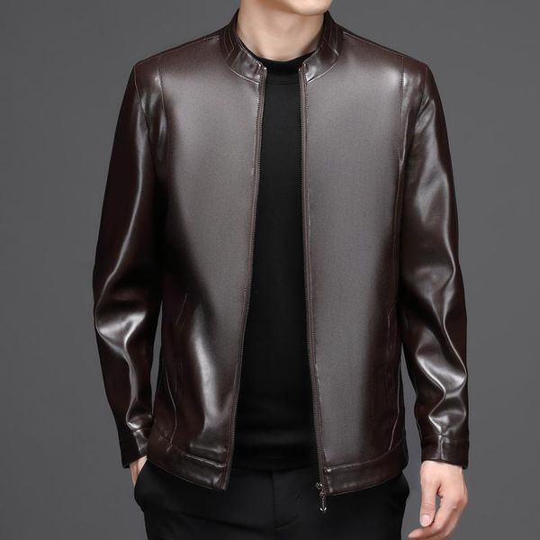 men's fur & faux justar autumn stand collar leather jacket slim soft short imitation pu, Black
men's fur & faux justar autumn stand collar leather jacket slim soft short imitation pu, Black