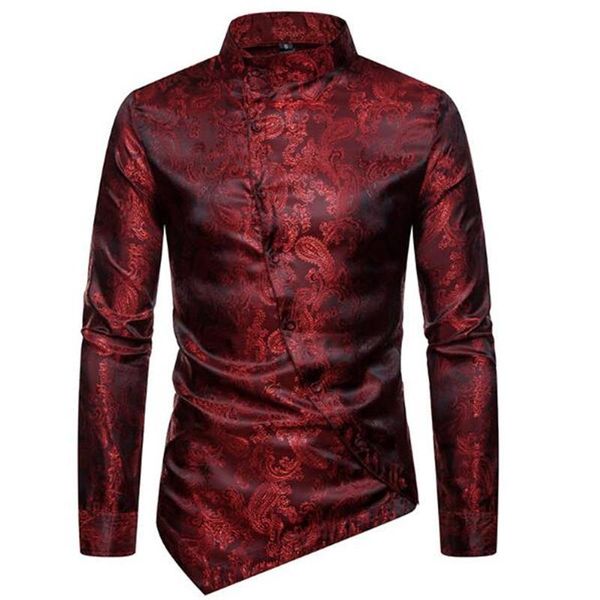 men's casual shirts elegant shirt men luxury paisley embroidery slim long sleeve dress asymmetric length henry collar hip hop, White;black
men's casual shirts elegant shirt men luxury paisley embroidery slim long sleeve dress asymmetric length henry collar hip hop, White;black