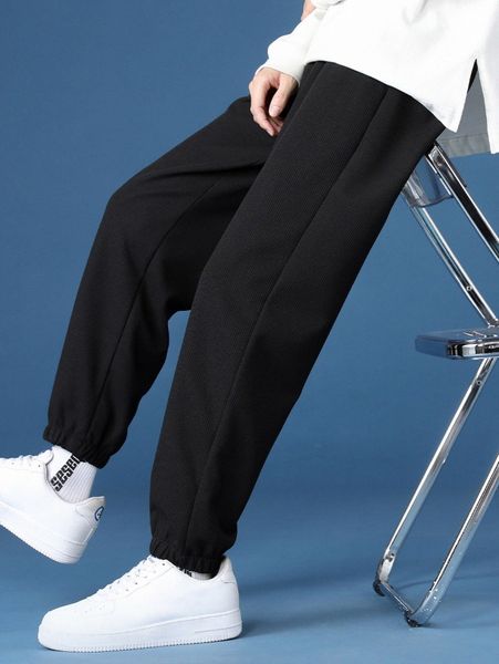 men solid drawstring waist sweatpants h21l#, Black
men solid drawstring waist sweatpants h21l#, Black