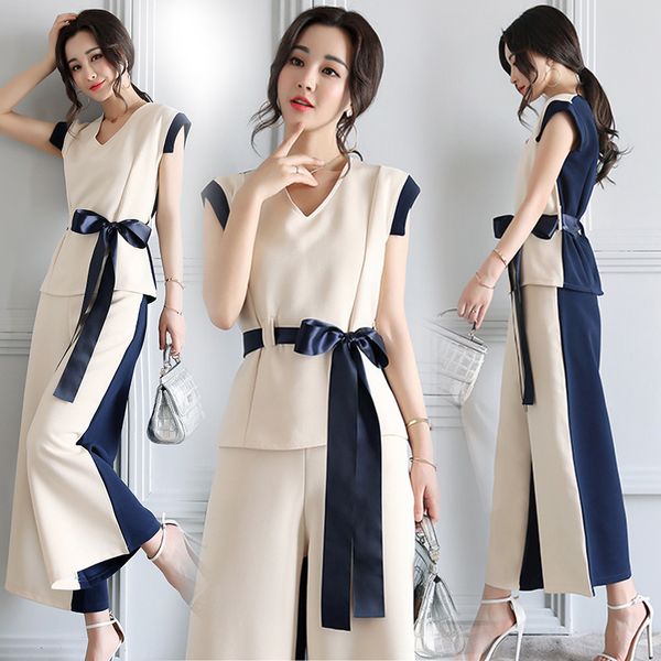 female korean piece and pants office lady leg drop two femme deux pieces outfits tr87, White
female korean piece and pants office lady leg drop two femme deux pieces outfits tr87, White
