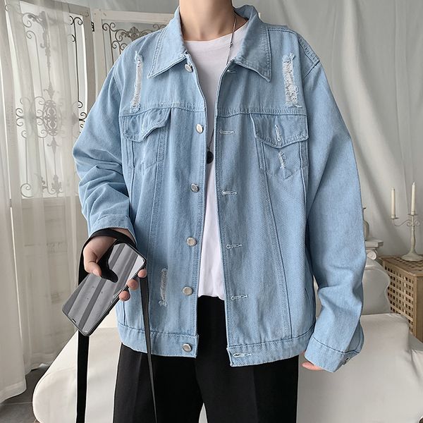 2020 turn-down men's solid collar jean jacket for casual blue male fashion outwear denim hombre, Black;brown
2020 turn-down men's solid collar jean jacket for casual blue male fashion outwear denim hombre, Black;brown