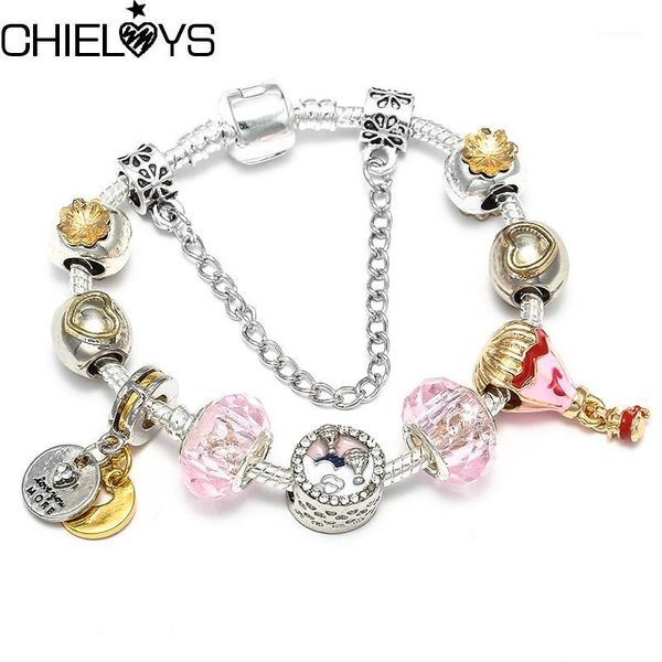 chieloys 2020 new fashion antique brand charm bracelet for women crown bracelet bangle pink crystal beads diy jewelry1, Golden;silver
chieloys 2020 new fashion antique brand charm bracelet for women crown bracelet bangle pink crystal beads diy jewelry1, Golden;silver