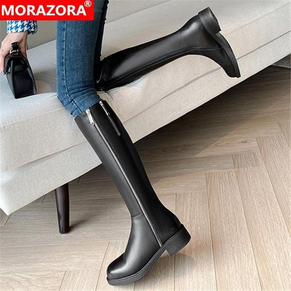 boots morazora 2021 genuine leather low heel round toe autumn winter fashion black color knee high women1
boots morazora 2021 genuine leather low heel round toe autumn winter fashion black color knee high women1