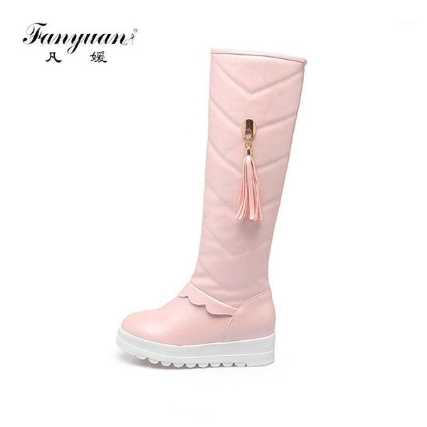 fanyuan fashion round toe knee high boots winter warm plush shoes ladies fringe ruffles long boots solid platform snow1, Black
fanyuan fashion round toe knee high boots winter warm plush shoes ladies fringe ruffles long boots solid platform snow1, Black