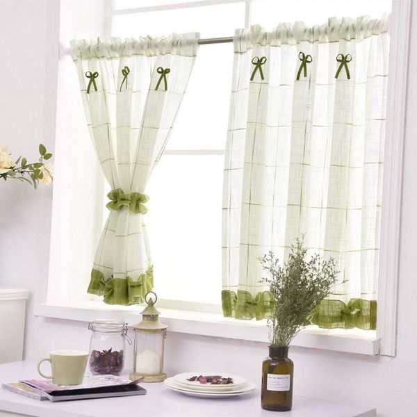 country lace bow short curtain green lattice linen tulle for living room corridor small window kitchen cafe half-drapes ad209d3
country lace bow short curtain green lattice linen tulle for living room corridor small window kitchen cafe half-drapes ad209d3