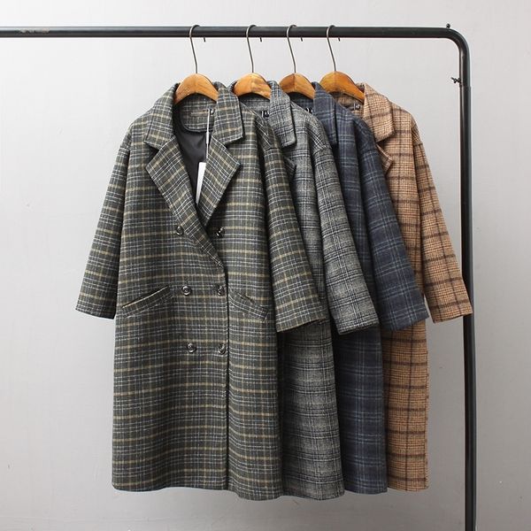 autumn and winter women's coat casual plaid double-breasted long coat t190903, Black
autumn and winter women's coat casual plaid double-breasted long coat t190903, Black