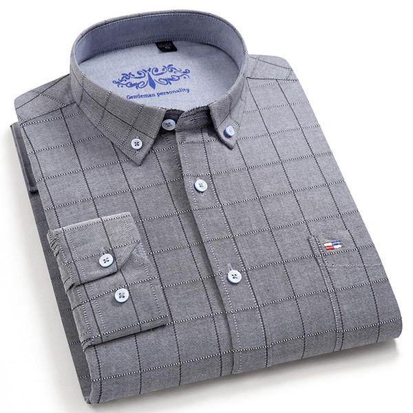 men's casual shirts quality wearable cotton oxford fabric button collar long sleeve checked design comfortable regular fit men plaid sh, White;black
men's casual shirts quality wearable cotton oxford fabric button collar long sleeve checked design comfortable regular fit men plaid sh, White;black