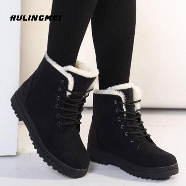 women winter warm snow boots ladies plush lace up flat platform shoe female non slip comfort outdoor casual ankle boots, Black
women winter warm snow boots ladies plush lace up flat platform shoe female non slip comfort outdoor casual ankle boots, Black