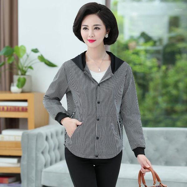 women's jackets 4xl stripe jacket coat for women 2021 spring autumn plus size middle old age mother casual loose hooded zipper outwear1, Black;brown
women's jackets 4xl stripe jacket coat for women 2021 spring autumn plus size middle old age mother casual loose hooded zipper outwear1, Black;brown