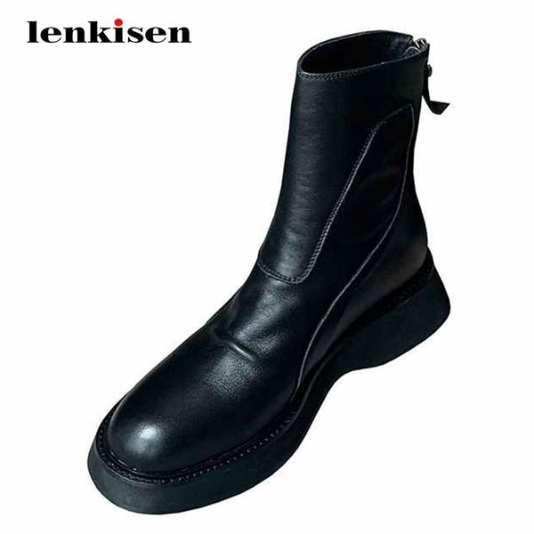 lenkisen 2020 winter new boots new arrival real leather platform thick med heel round toe zipper punk handsome ankle boots l06, Black
lenkisen 2020 winter new boots new arrival real leather platform thick med heel round toe zipper punk handsome ankle boots l06, Black