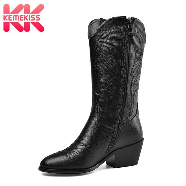 kemekiss women mid-calf boots slip on winter women shoes black pattern leather casual round toe female footwear size 33-45
kemekiss women mid-calf boots slip on winter women shoes black pattern leather casual round toe female footwear size 33-45