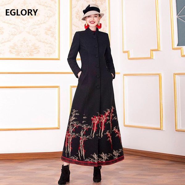 x-long wool coat outerwear 2020 autumn winter warm coat women vintage embroidery single breasted warm wool blend overcoats xxxxl, Black
x-long wool coat outerwear 2020 autumn winter warm coat women vintage embroidery single breasted warm wool blend overcoats xxxxl, Black