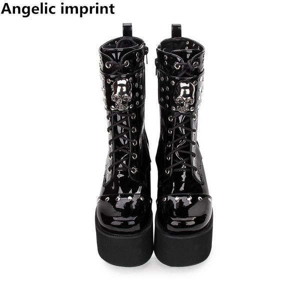 angelic imprint mori girl women motorcycle punk boots lady lolita boots woman high heels pumps wedges shoes rivets skull 10cm, Black
angelic imprint mori girl women motorcycle punk boots lady lolita boots woman high heels pumps wedges shoes rivets skull 10cm, Black