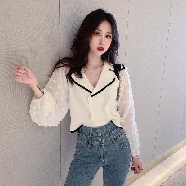 women's blouses & shirts 2021 autumn women blouse turtleneck patchwork puff sleeve jacket loose elegant clothing, White
women's blouses & shirts 2021 autumn women blouse turtleneck patchwork puff sleeve jacket loose elegant clothing, White