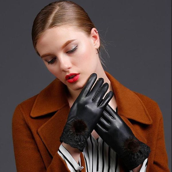 five fingers gloves women' imitation leather winter plus velvet thickening warmth mittens driving bicycling lace fur ball hand muff h3, Blue;gray
five fingers gloves women' imitation leather winter plus velvet thickening warmth mittens driving bicycling lace fur ball hand muff h3, Blue;gray
