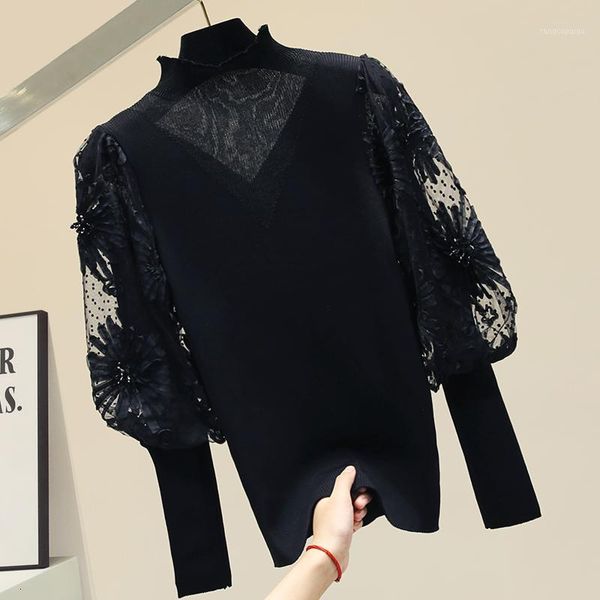 deat 2020 spring long chiffon lantern sleeve turtleneck knitted pullovers sweater women jumper mh4861, White;black
deat 2020 spring long chiffon lantern sleeve turtleneck knitted pullovers sweater women jumper mh4861, White;black