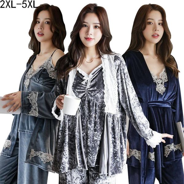 women's sleepwear 5xl velvet robe sets nightwear plus size 100kg wear 3 piece lace lingerie women kimono for pregnant winter camison mu, Black;red
women's sleepwear 5xl velvet robe sets nightwear plus size 100kg wear 3 piece lace lingerie women kimono for pregnant winter camison mu, Black;red