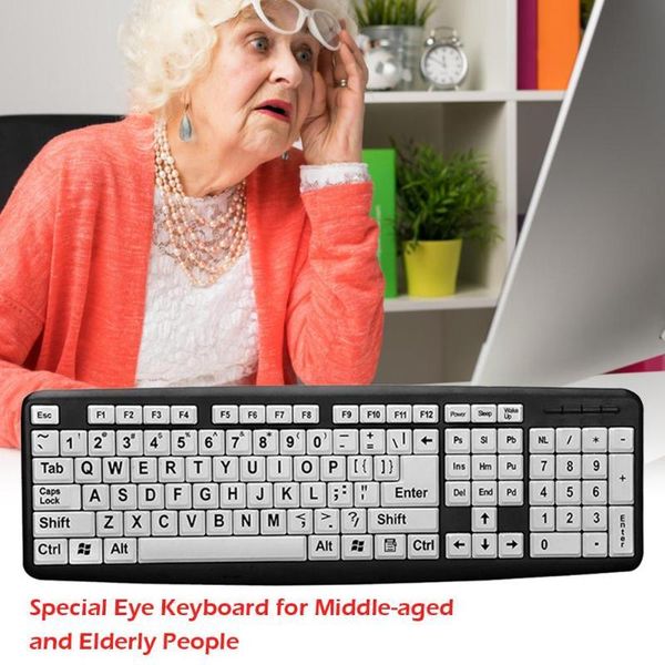 107 keys usb wired large print keyboard for elderly poor eyesight for low vision old men white keys black letter keyboard
107 keys usb wired large print keyboard for elderly poor eyesight for low vision old men white keys black letter keyboard