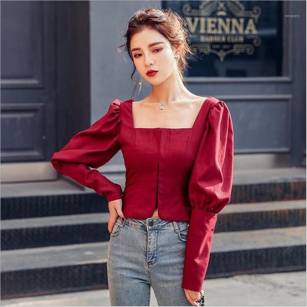 spring 2020 vintage long-sleeved ladies' shirts, korean style style square collar lantern sleeves slim short versatile shirt1, White
spring 2020 vintage long-sleeved ladies' shirts, korean style style square collar lantern sleeves slim short versatile shirt1, White
