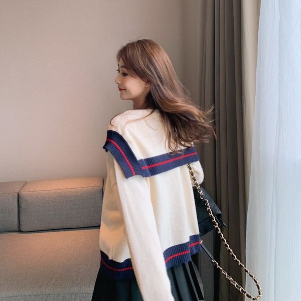 autumn navy collar sweater sweater jacket women's short loose and lazy wind spring and autumn studentsforeign style knitted cardigan to, White;black
autumn navy collar sweater sweater jacket women's short loose and lazy wind spring and autumn studentsforeign style knitted cardigan to, White;black